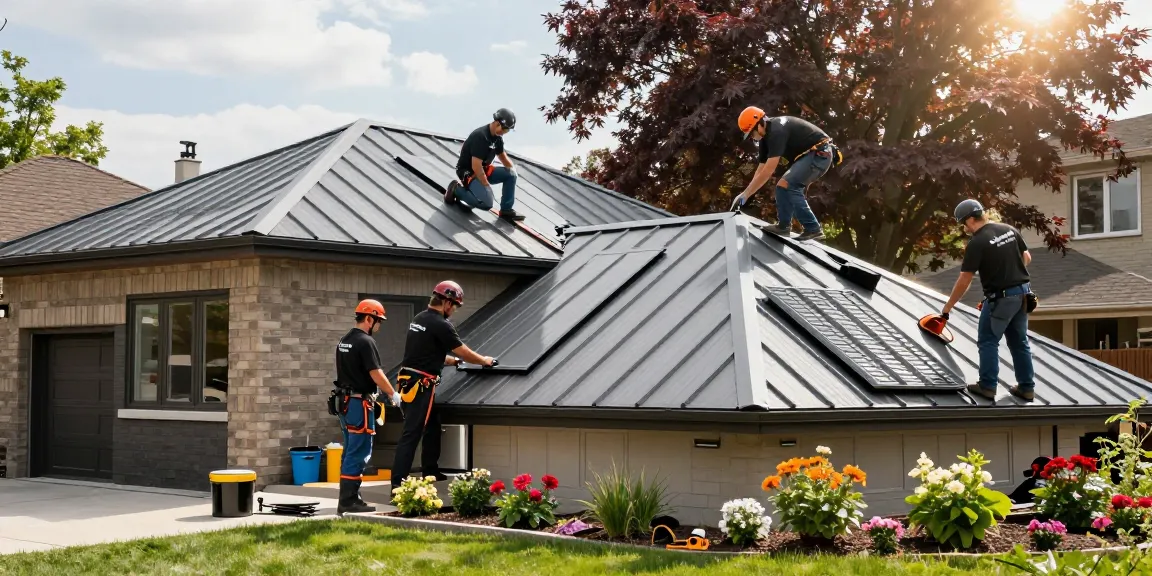 Metal roofing installation by MRoof team on a Toronto home, showcasing durability and aesthetic appeal.