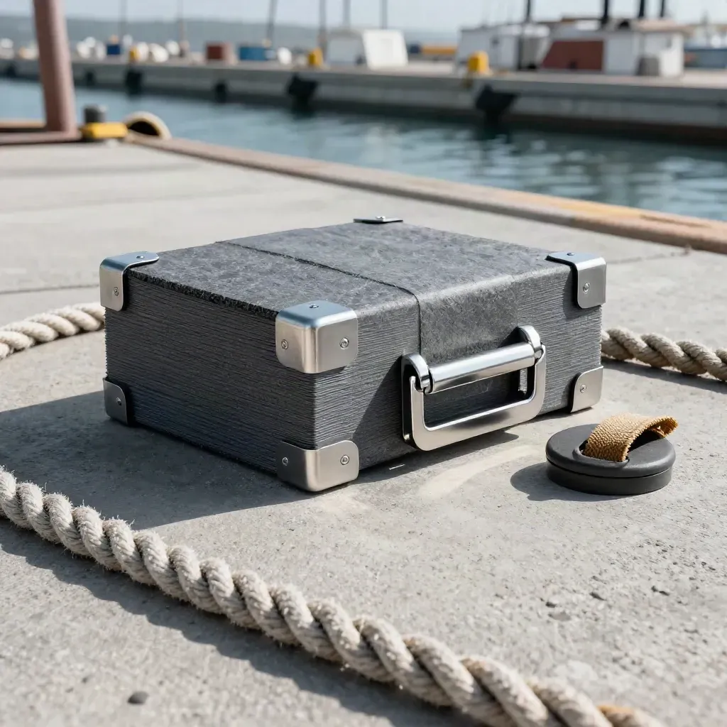 Freight funding bundle on a salt-dusted dock, rope coil and steel clasp in a dramatic low hero view